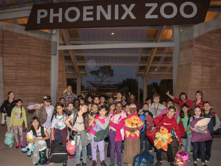 Students from Crocket Elementary School in Phoenix take part in the Zoo's Night Camp, January 28, 2016